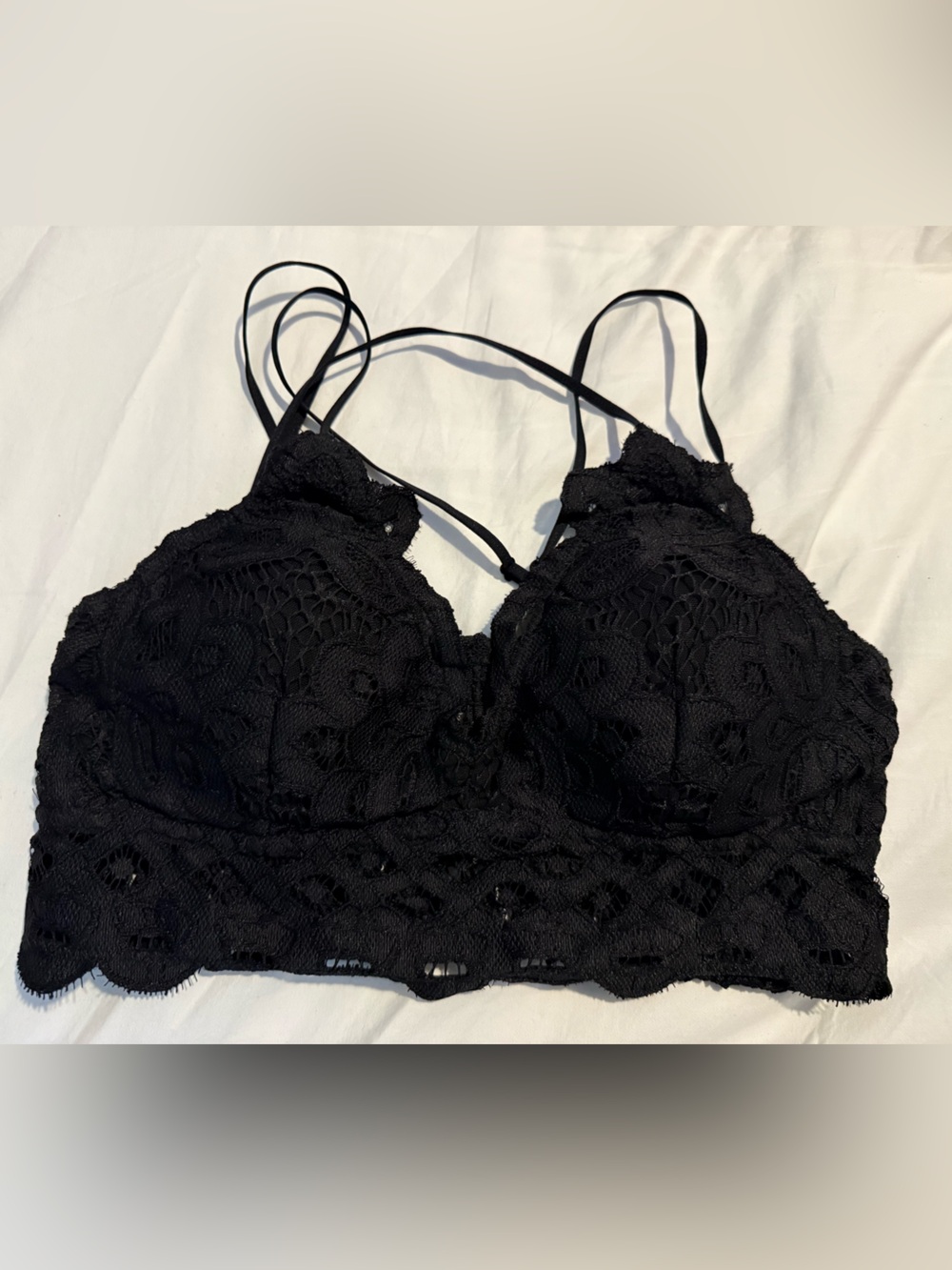 Wishlist Black Floral Lace Bralette with Strappy Details NWOT